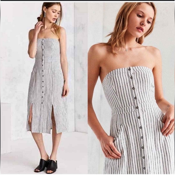 BDG Urban Outfitters Tiffany linen midi dress - 4 - Picture 1 of 9